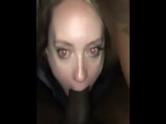 White whore worships bbc with facial ending
